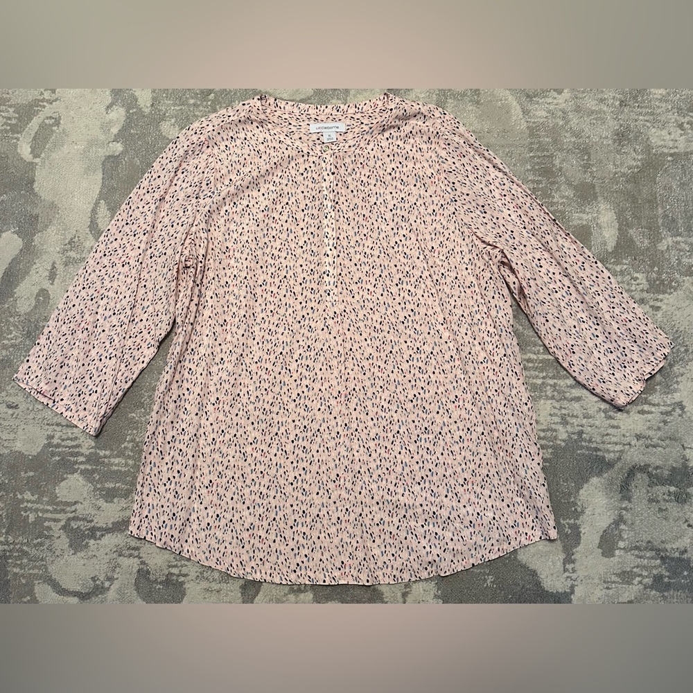 Liz Claiborne Pink Printed 3/4 Sleeve Blouse